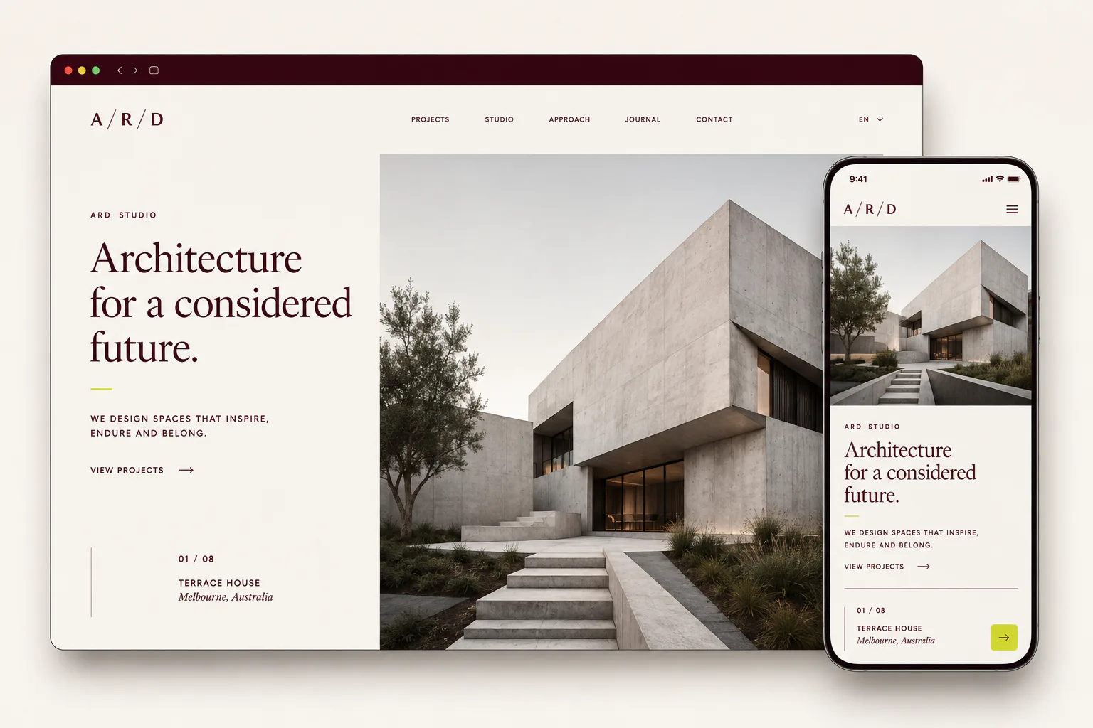 Responsive small business website shown on desktop and mobile screens